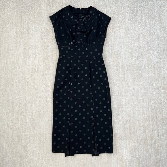 Stop Staring Bombshell Rockabilly Polka Dot Wiggle Dress M Black - Picture 1 of 10